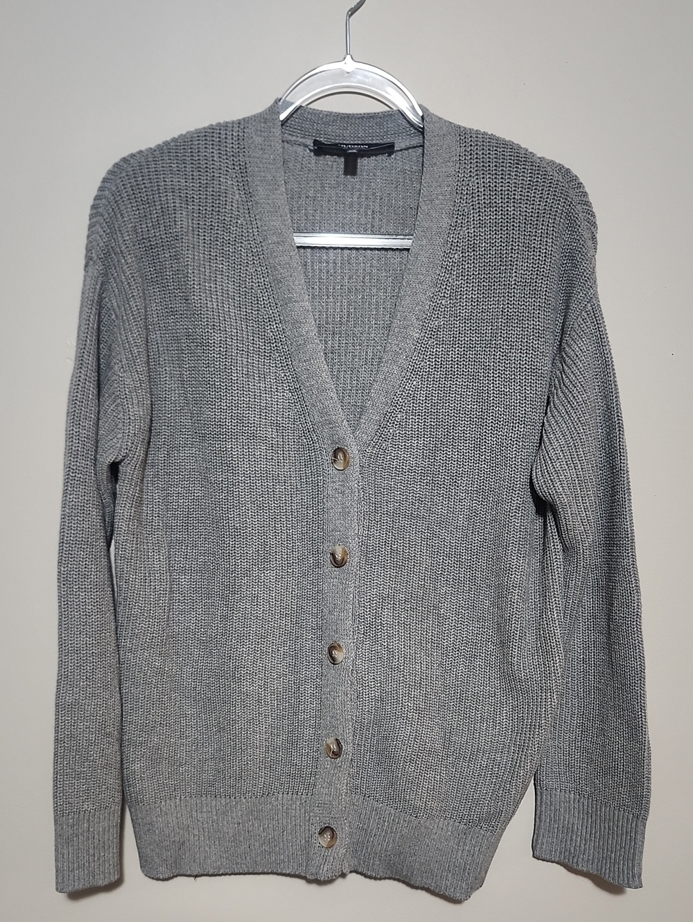Hudson Cottagecore Gray Unisex Button Cardigan Oversize Neutral Minimalist Casua